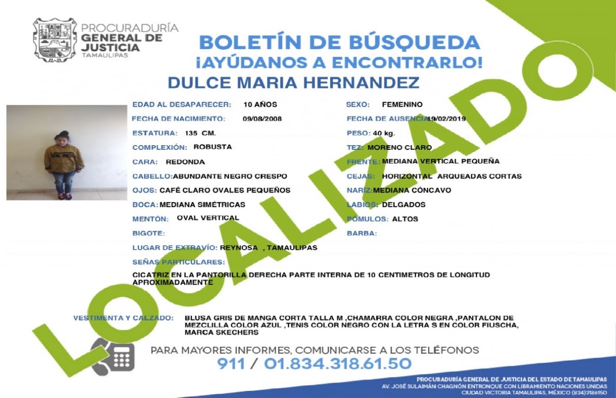 Boletin de Busqueda Dulce María