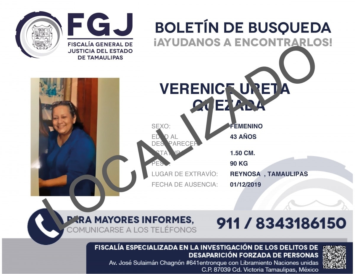 BOLETIN DE BÚSQUEDA VERENICE URETA QUEZADA