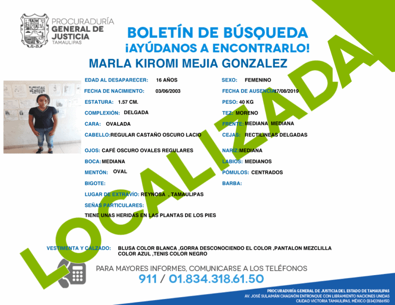 Boletin de Busqueda Marla Kiromi