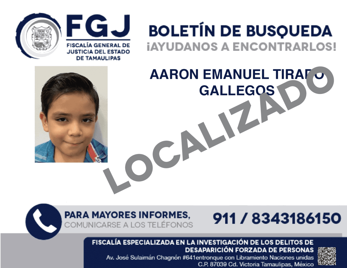 LOCALIZADO AARON EMANUEL TIRADO GALLEGOS