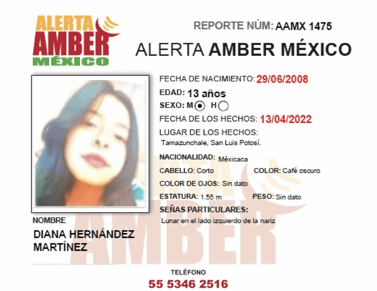 ALERTA AMBER DIANA HERNANDEZ