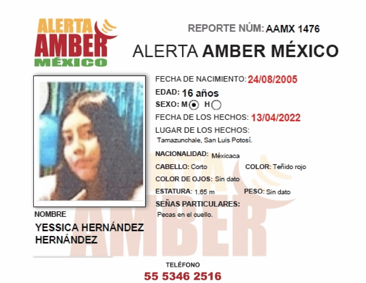 ALERTA AMBER YESSICA HERNANDEZ