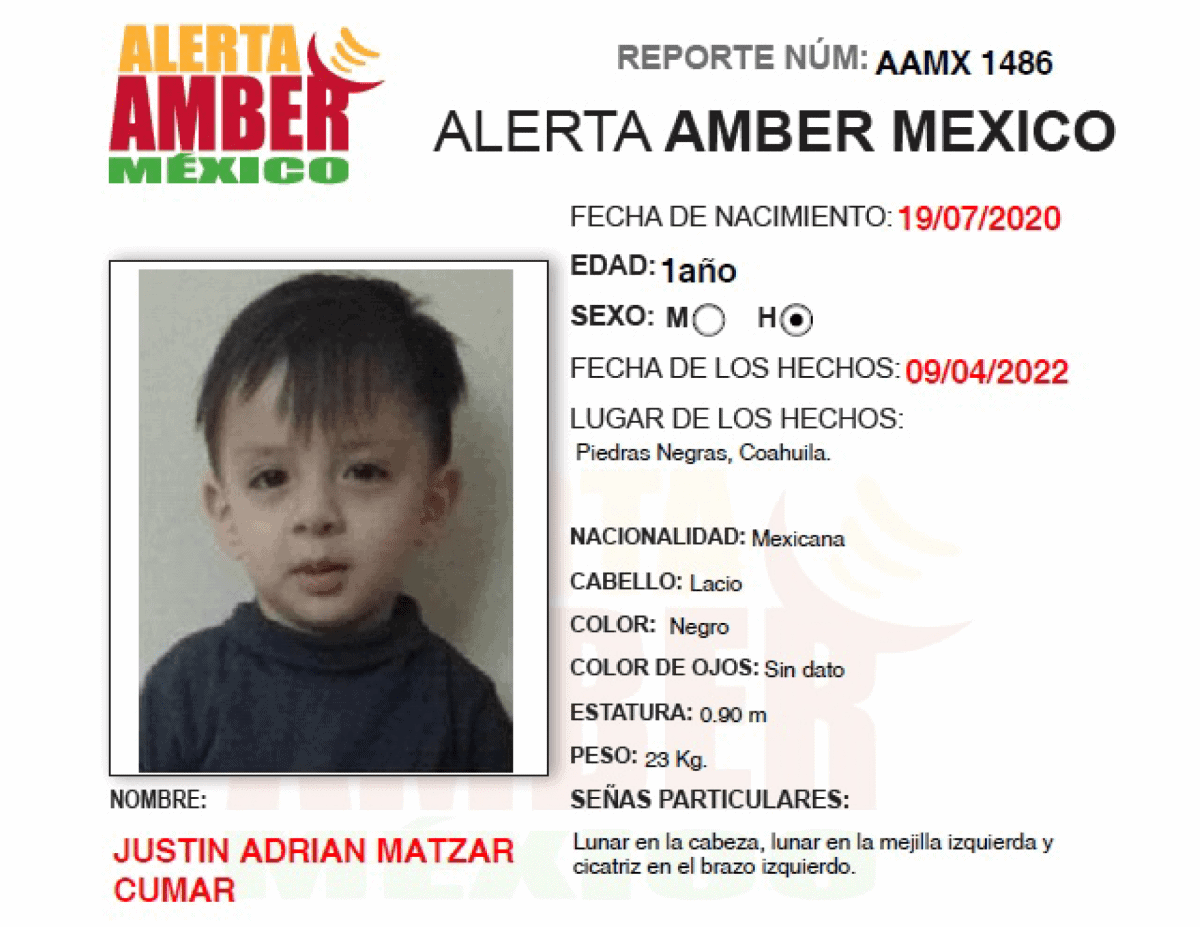 ALERTA AMBER JUSTIN ADRIAN MATZAR CUMAR