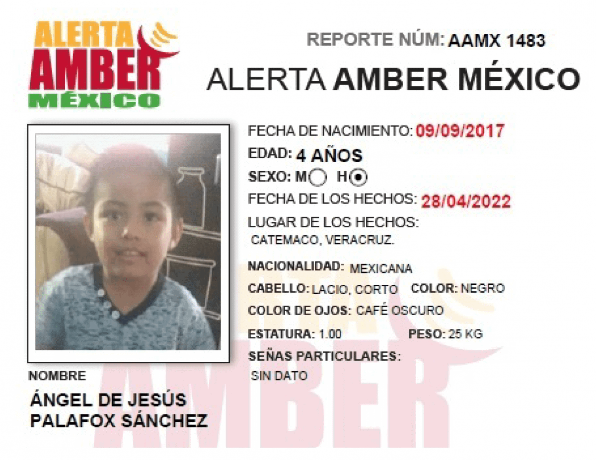 ALERTA AMBER ÁNGEL DE JESÚS PALAFOX SÁNCHEZ