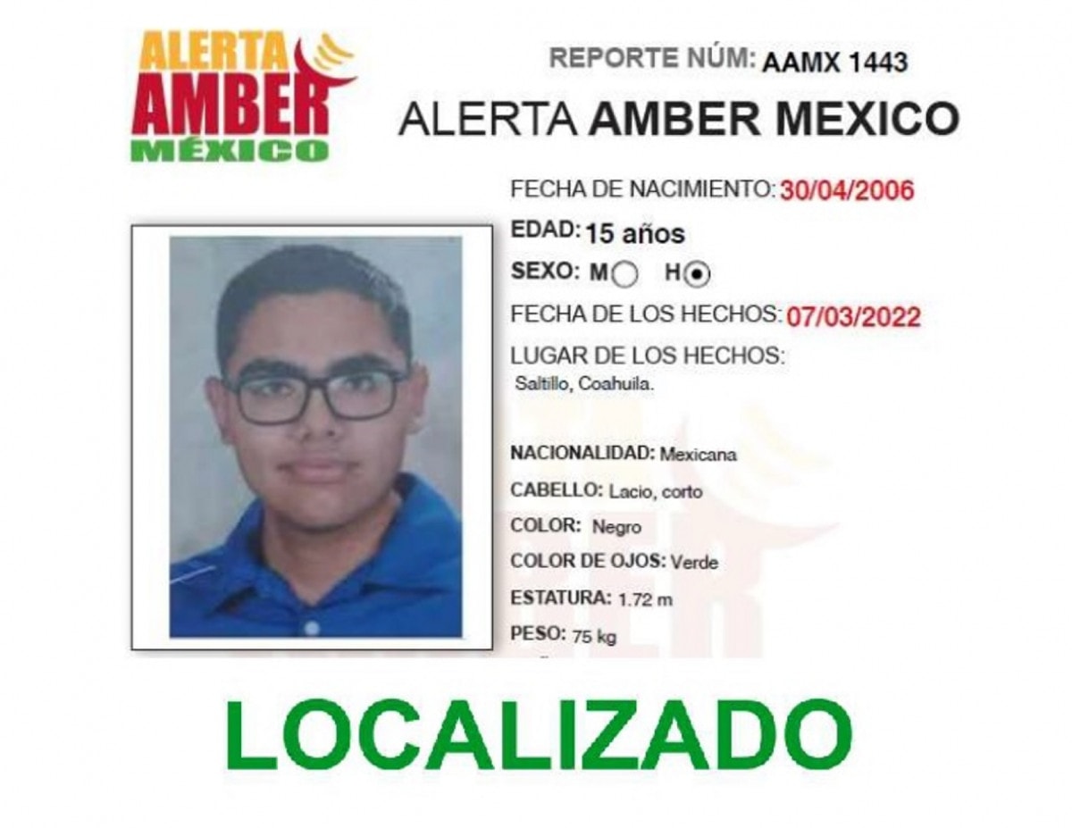 ALERTA AMBER JESÚS DANIEL AVENDAÑO ALVARADO