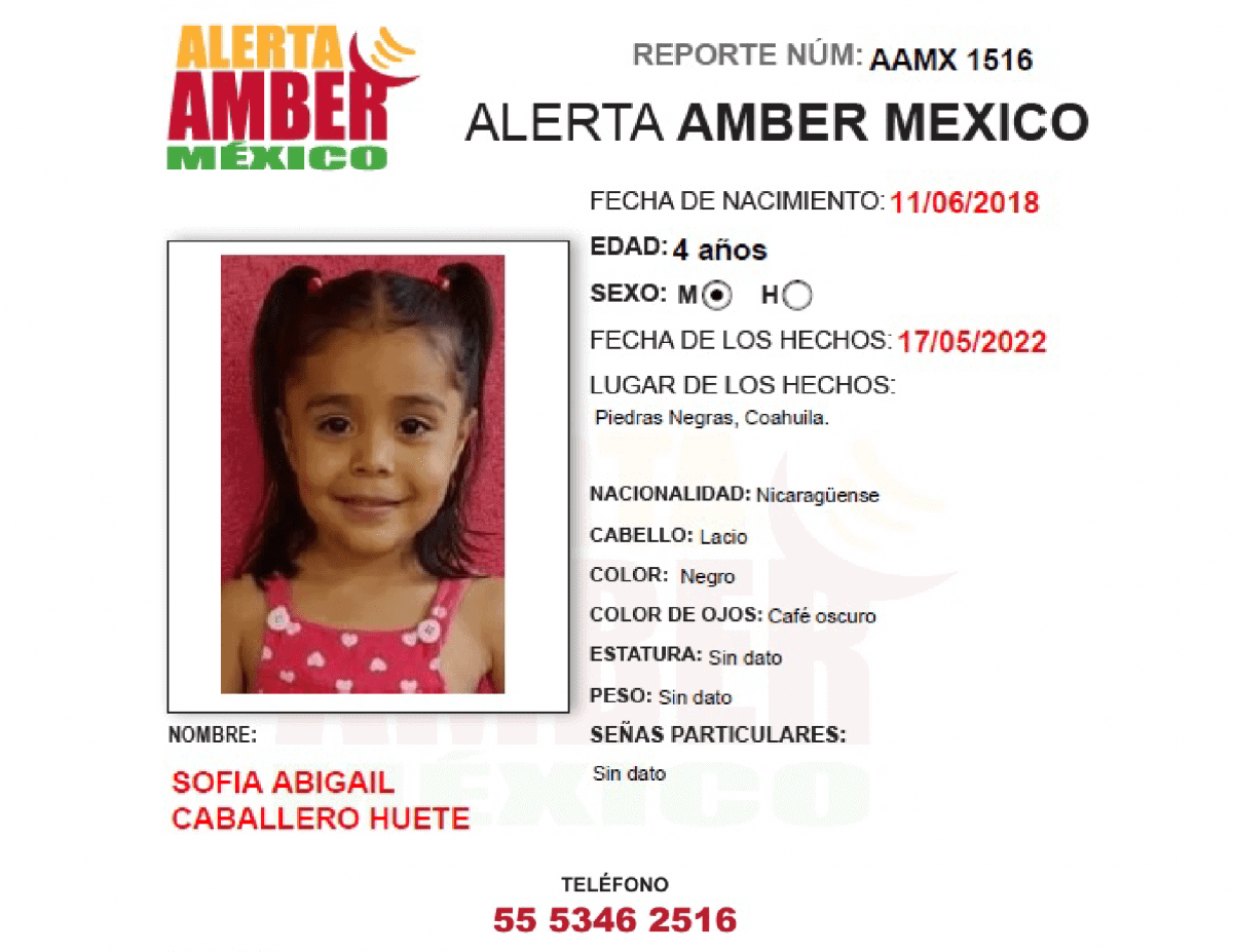 ALERTA AMBER SOFIA ABIGAIL CABALLERO HUETE