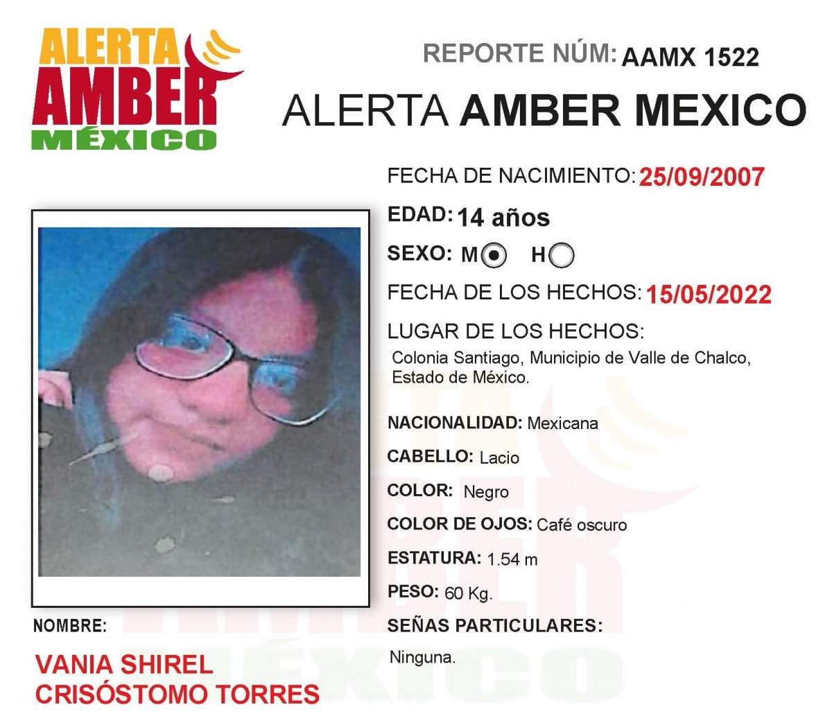 ALERTA AMBER VANIA