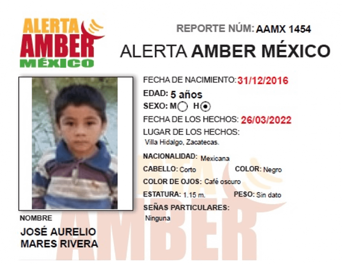 ALERTA AMBER JOSÉ AURELIO MARES RIVERA