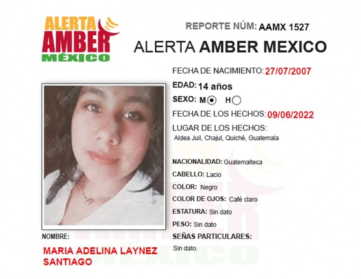 ALERTA AMBER MARIA ADELINA LAYNEZ SANTIAGO