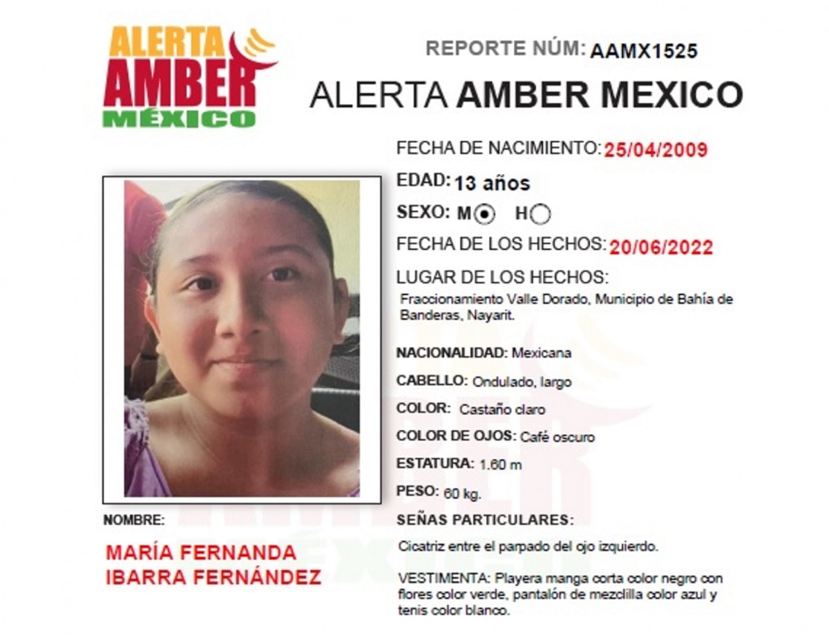 ALERTA AMBER MARÍA FERNANDA IBARRA FERNÁNDEZ