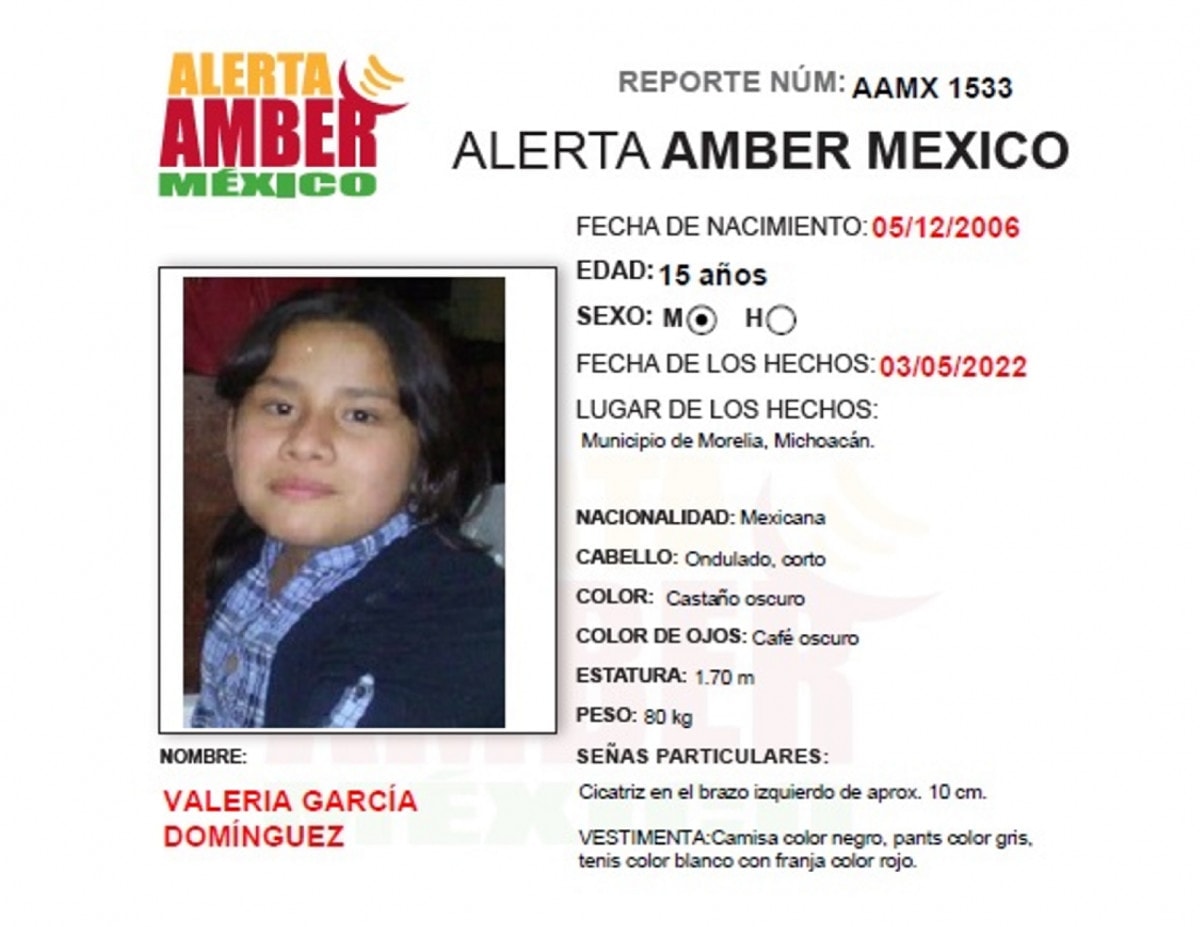 ALERTA AMBER VALERIA GARCÍA DOMÍNGUEZ