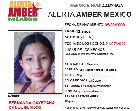 Alerta Amber Fernanda Cayetana