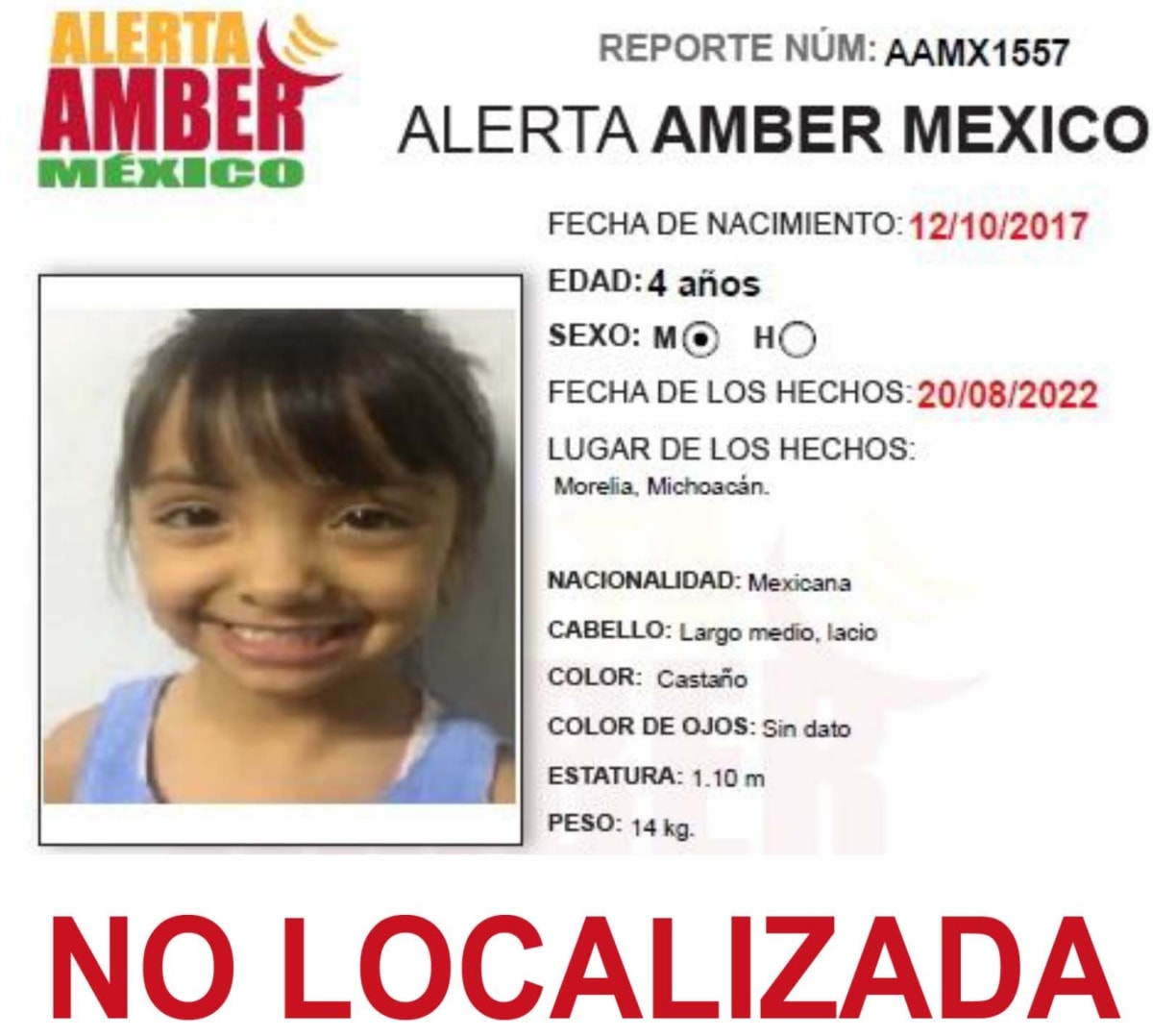 Alerta Amber Aisha Xcaret