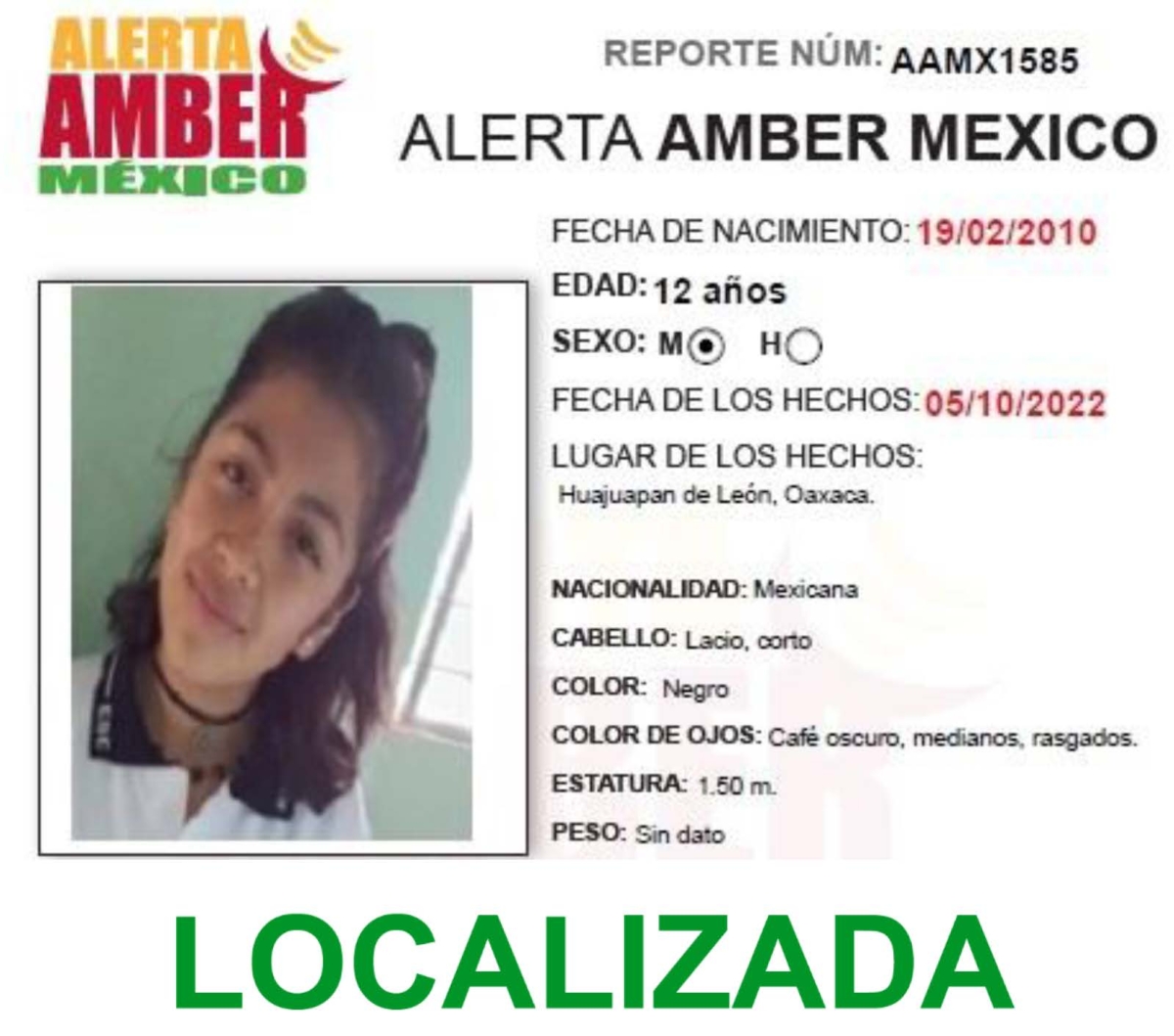 Alerta Amber Andrea Rendon