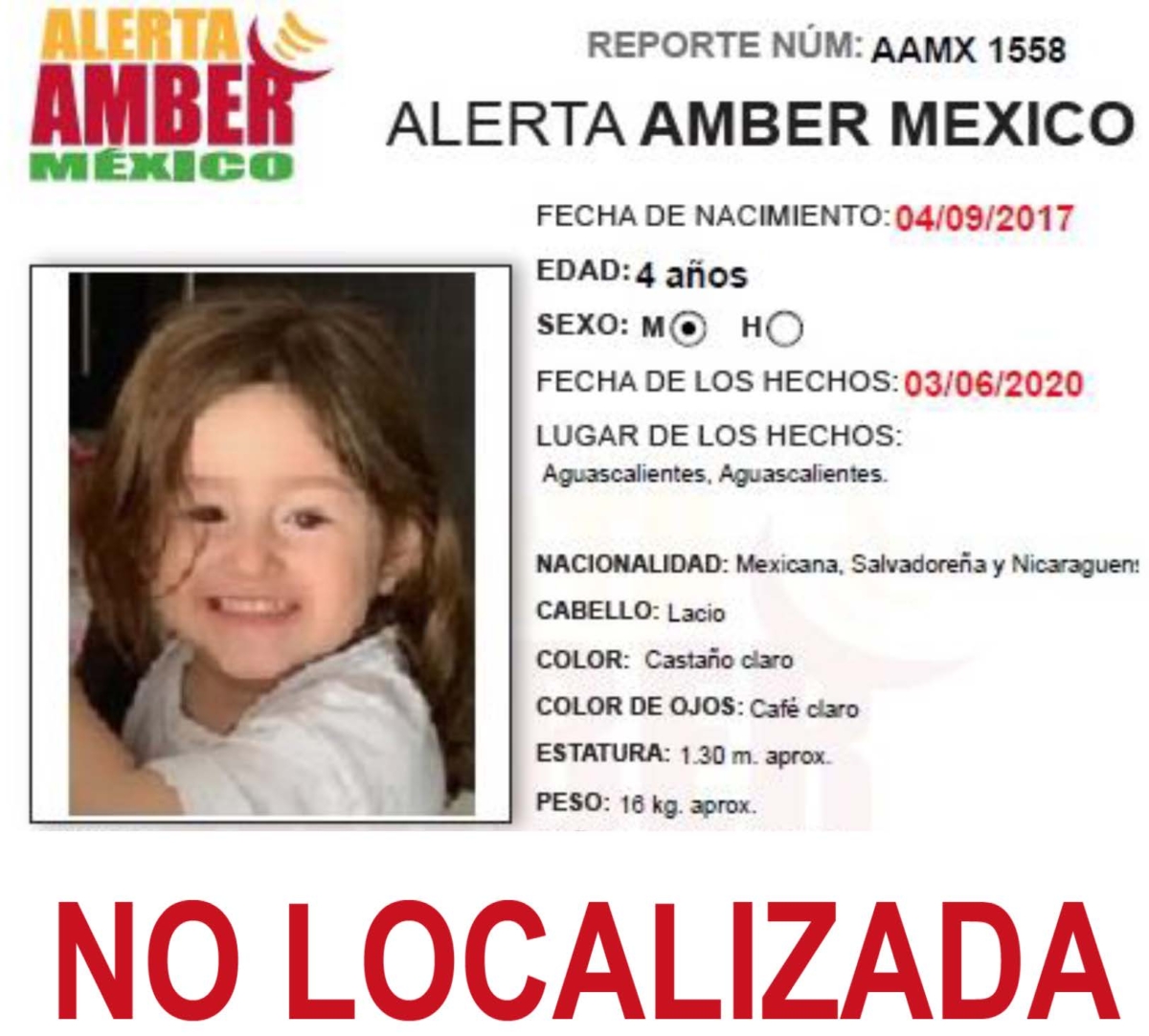 Alerta Amber Natalie Reyes