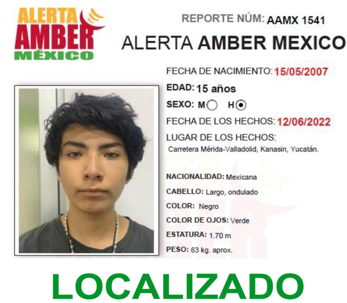 Alerta amber Oscar Gabriel