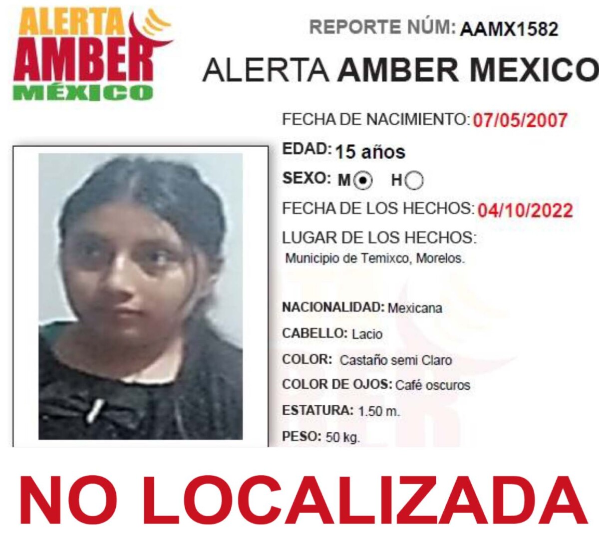 Alerta Amber Margarita Vianey
