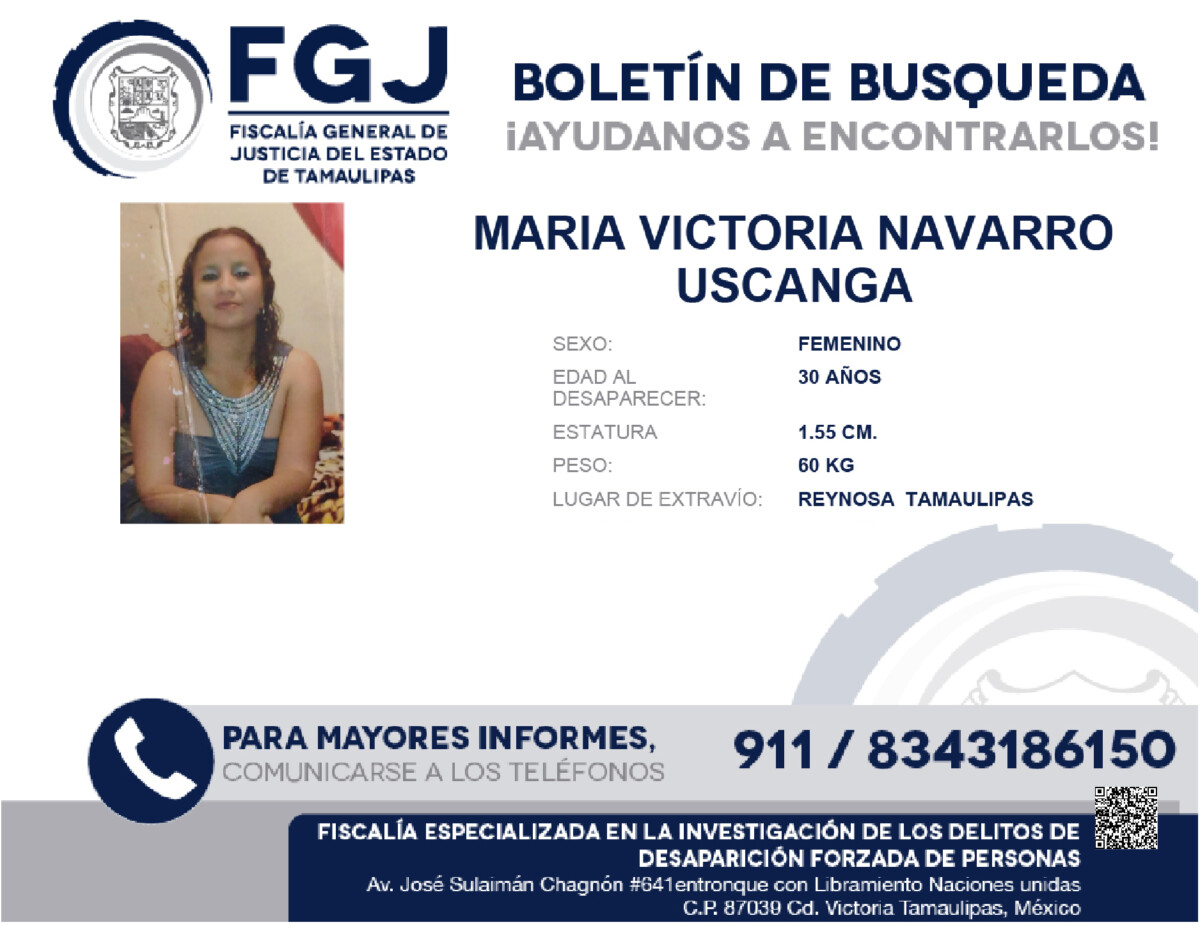 Boletín de Búsqueda María Victoria