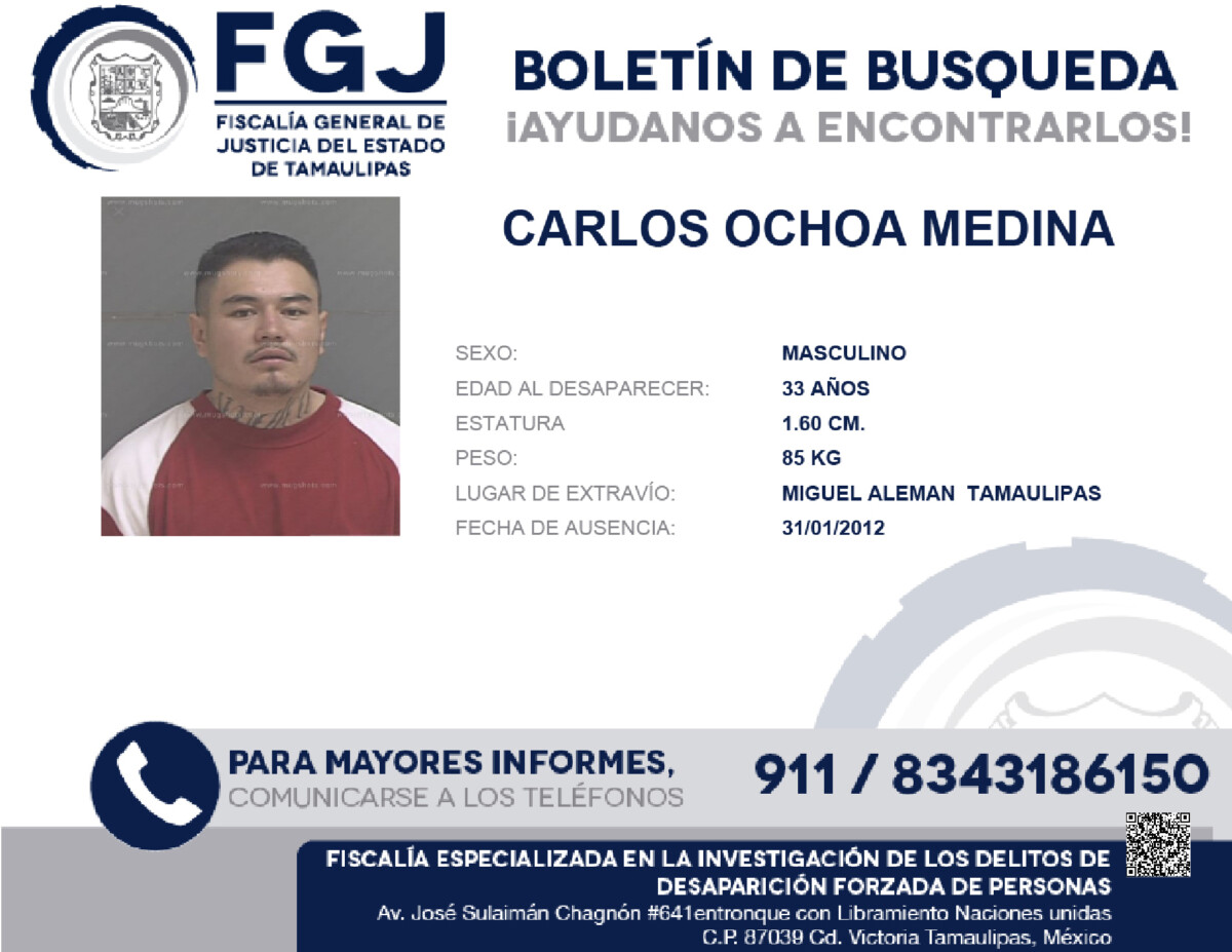 Boletín de Búsqueda  Carlos Ochoa