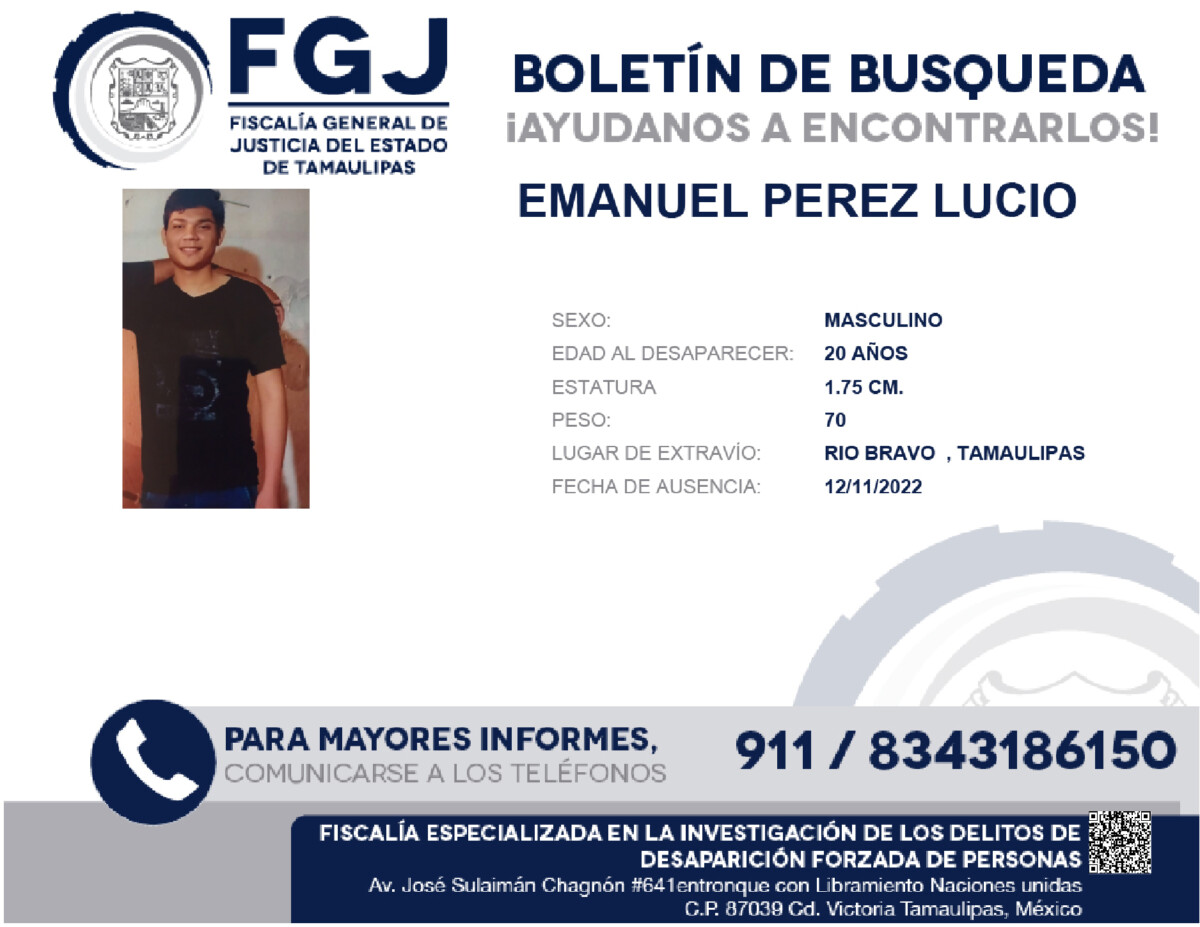 Boletin de Búsqueda Emmanuel Perez