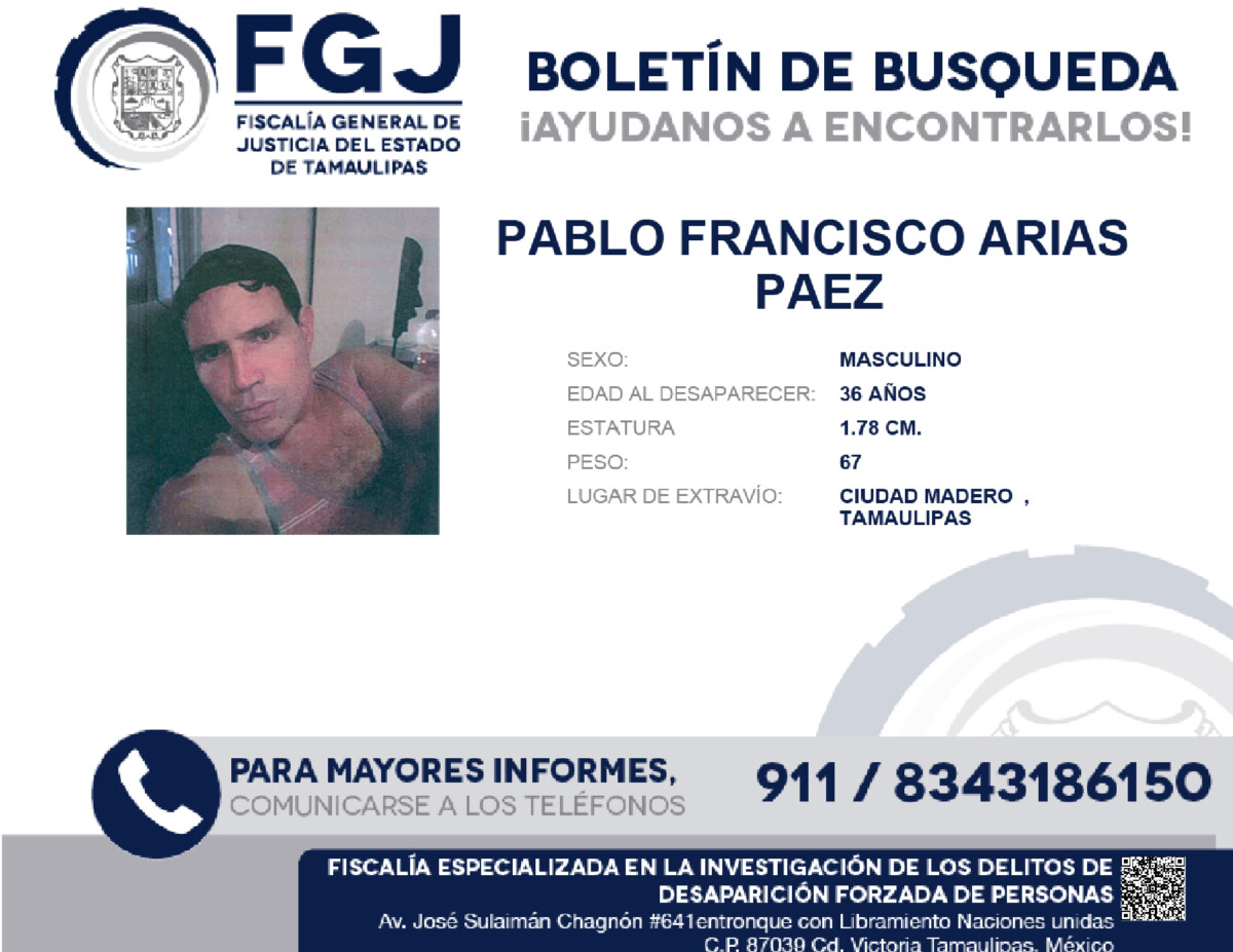 Boletin de Busqueda Pablo Francisco