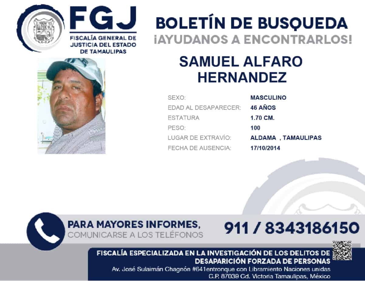 Boletin de Busqueda Samuel Alfaro