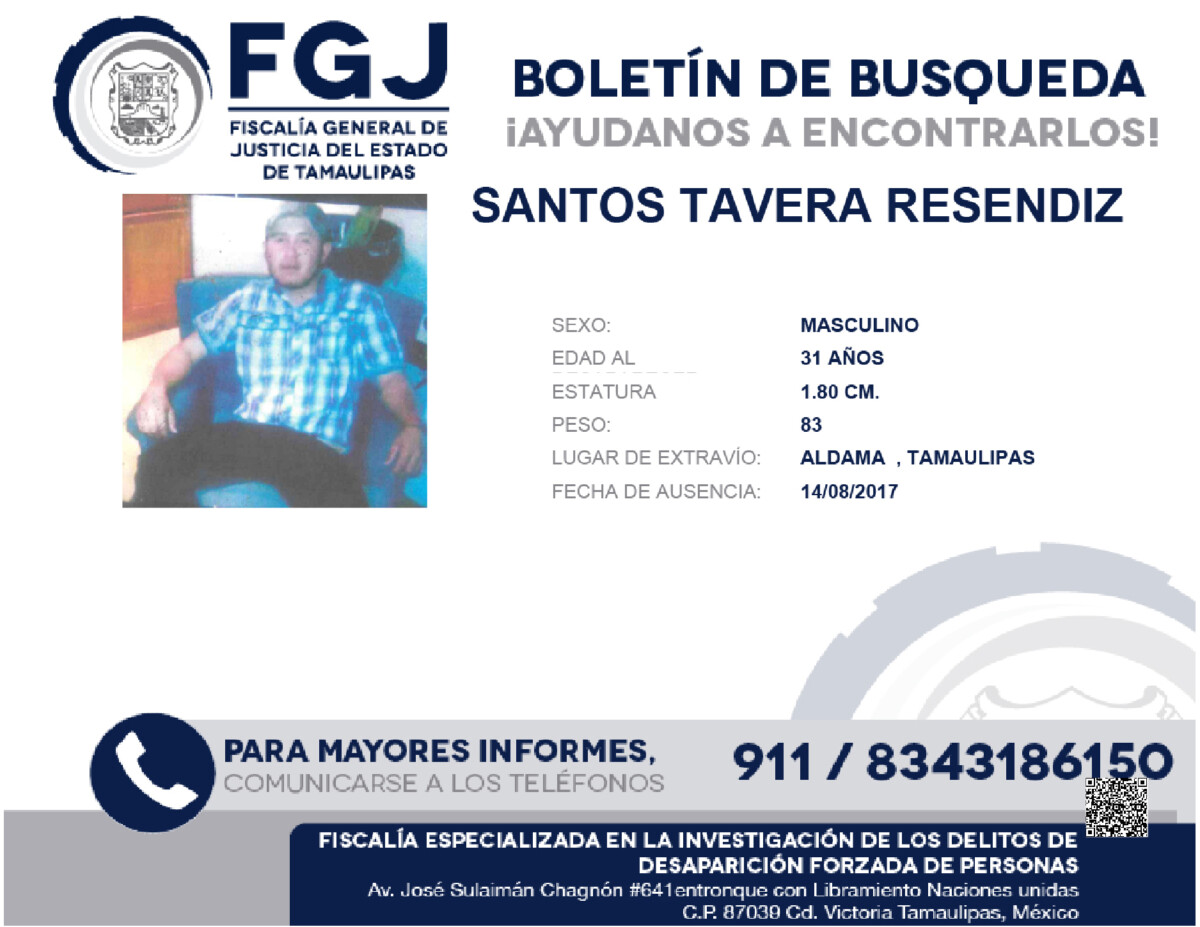 Boletín de Búsqueda Santos Tavera