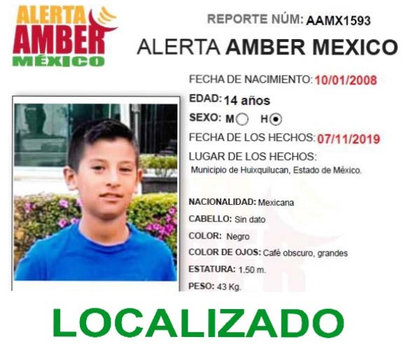 Alerta Amber Benjamín Sandoval