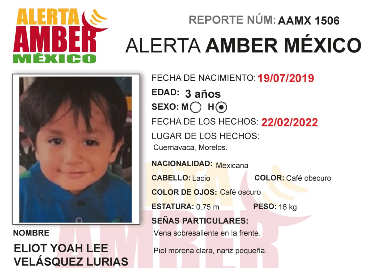 ALERTA AMBER ELIOT YOAH LEE VELÁSQUEZ LURIAS