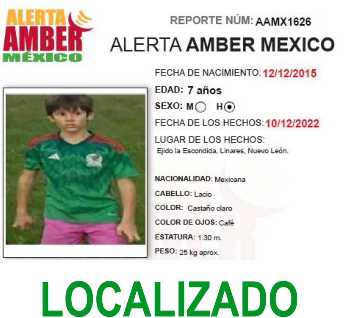 Alerta Amber Manuel Sada