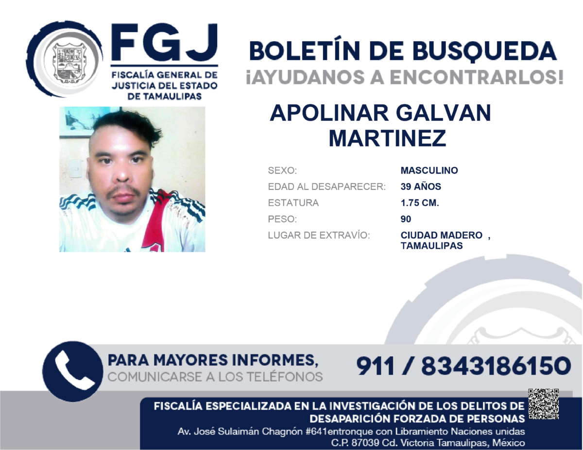 Boletin de Búsqueda Apolinar Galvan