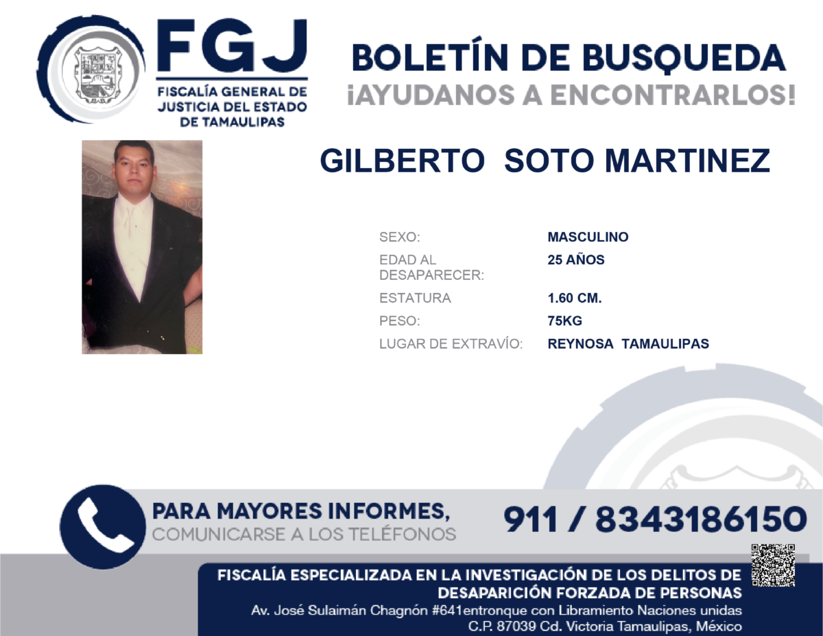 Boletin de Busqueda Gilberto Soto