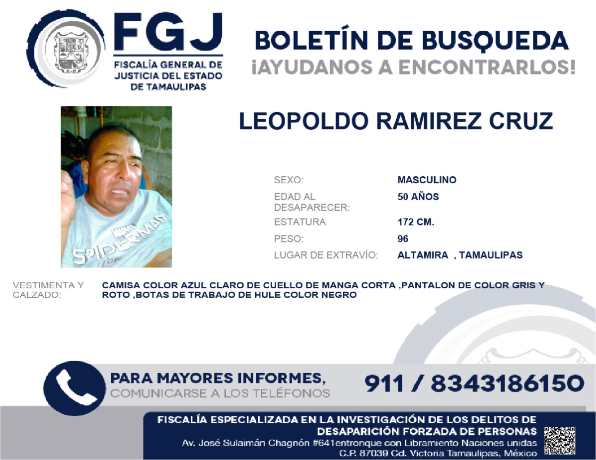 Boletin de Busqueda Leopoldo Ramirez