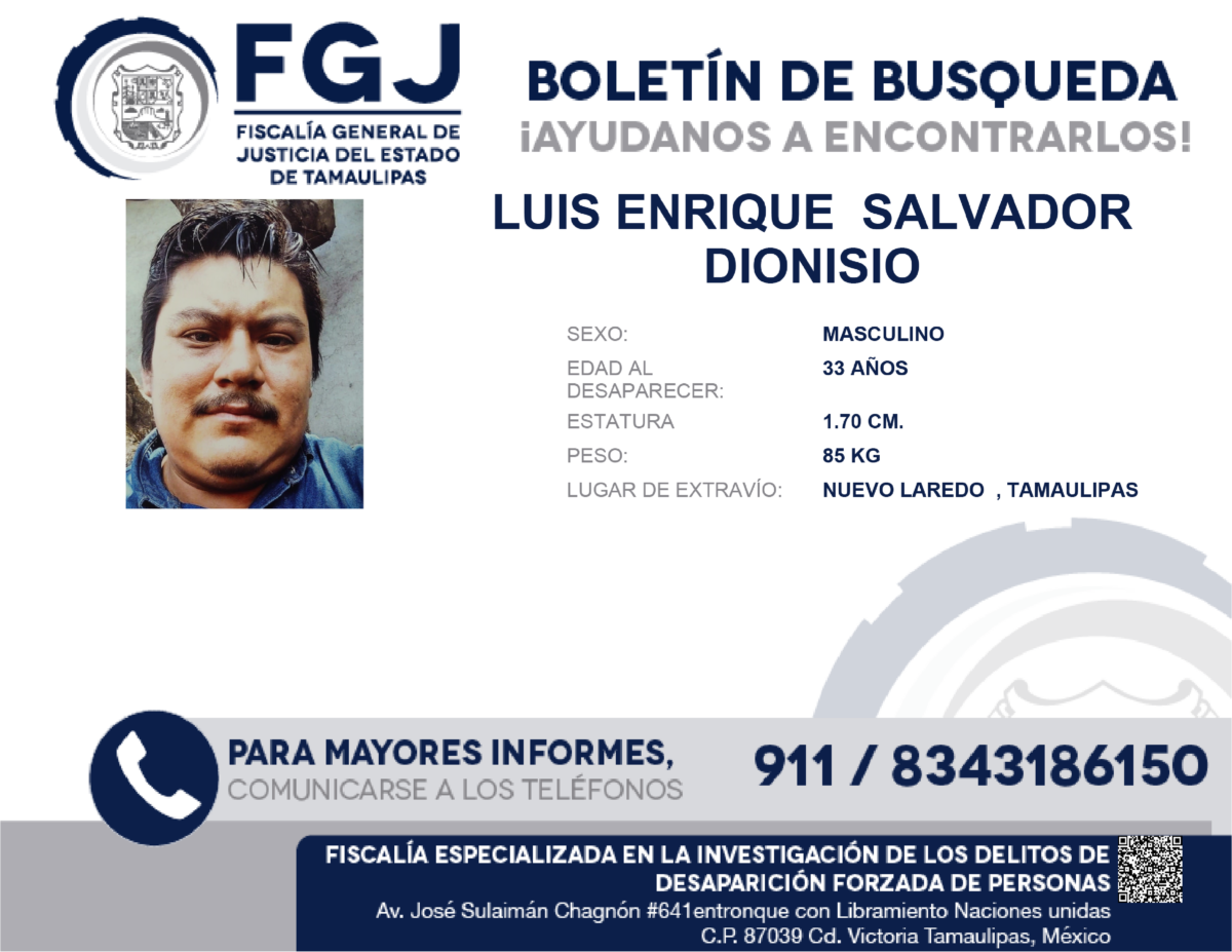 Boletín de Búsqueda Luis Enrique Salvador