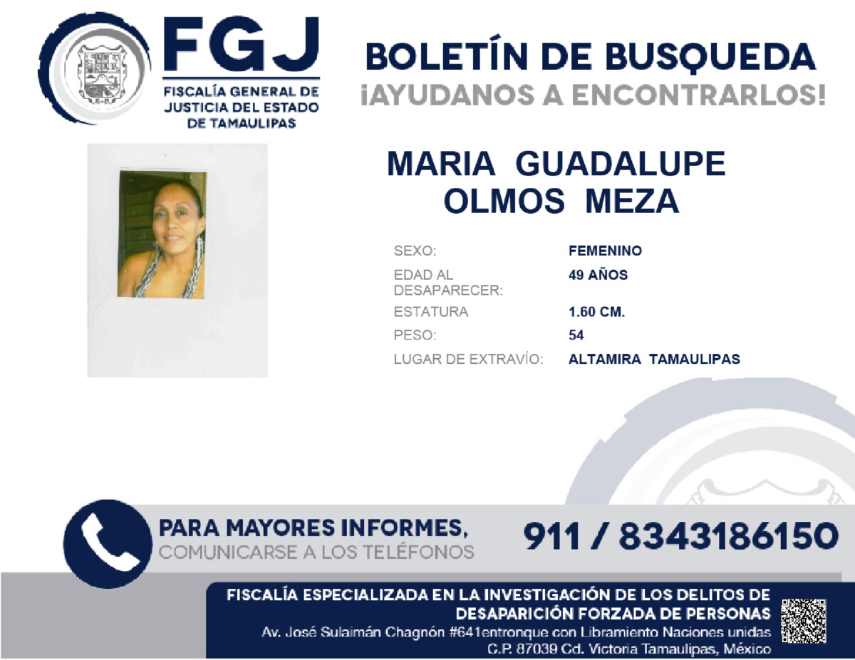 Boletín de Búsqueda Maria Guadalupe