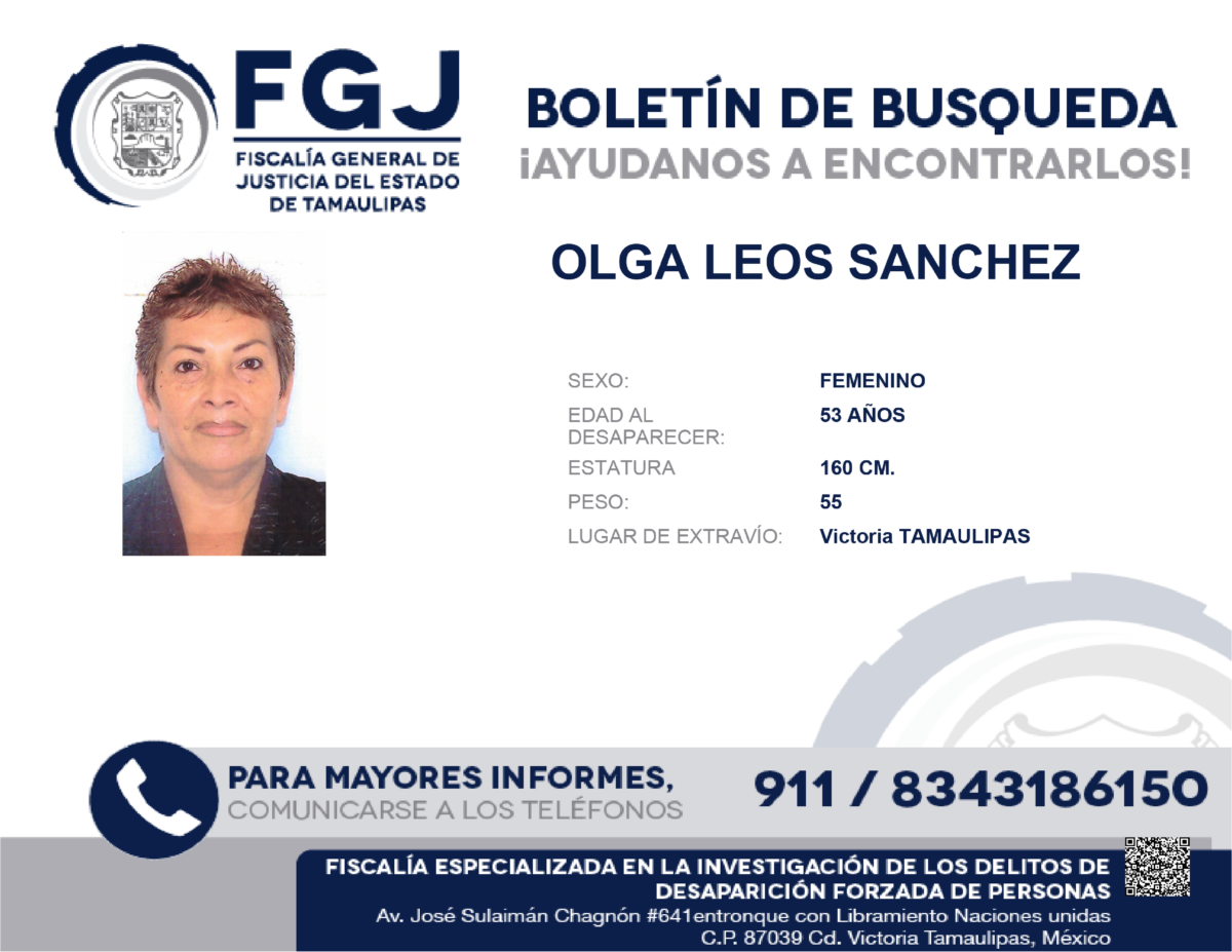 Boletin de Busqueda Olga Leos