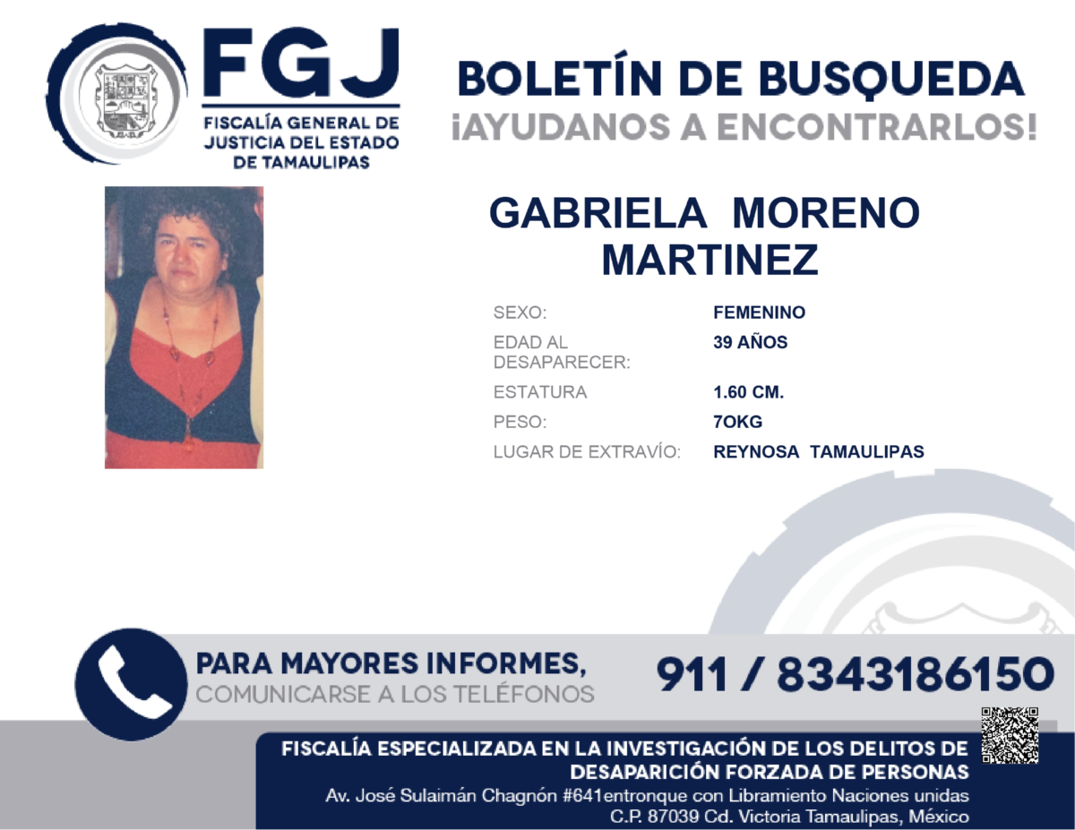 Boletin de Busqueda Gabriela Moreno
