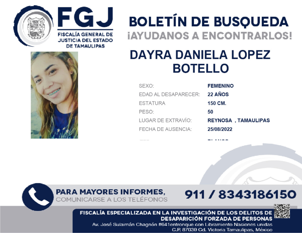 Boletin de Busqueda Dayra Daniela