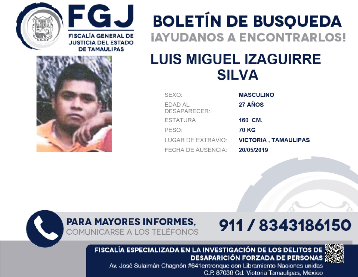 Boletin de Busqueda Luis Miguel Izaguirre