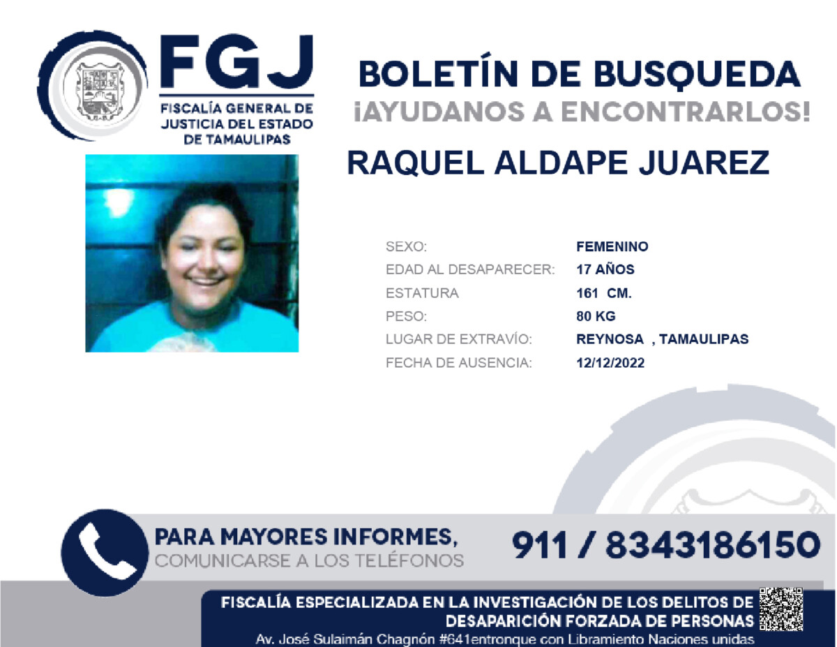 Boletin de Busqueda Raquel