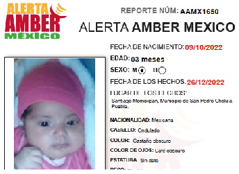 Alerta Amber Niña Puebla