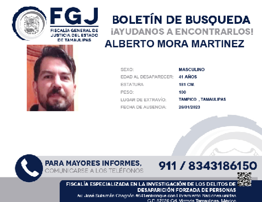 Boletin de Busqueda Alberto Mora