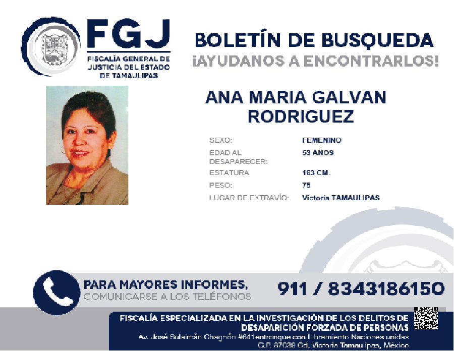 Boletín de Búsqueda ana Maria