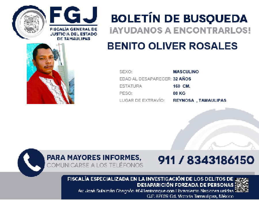 Boletin de Busqueda Benito Oliver