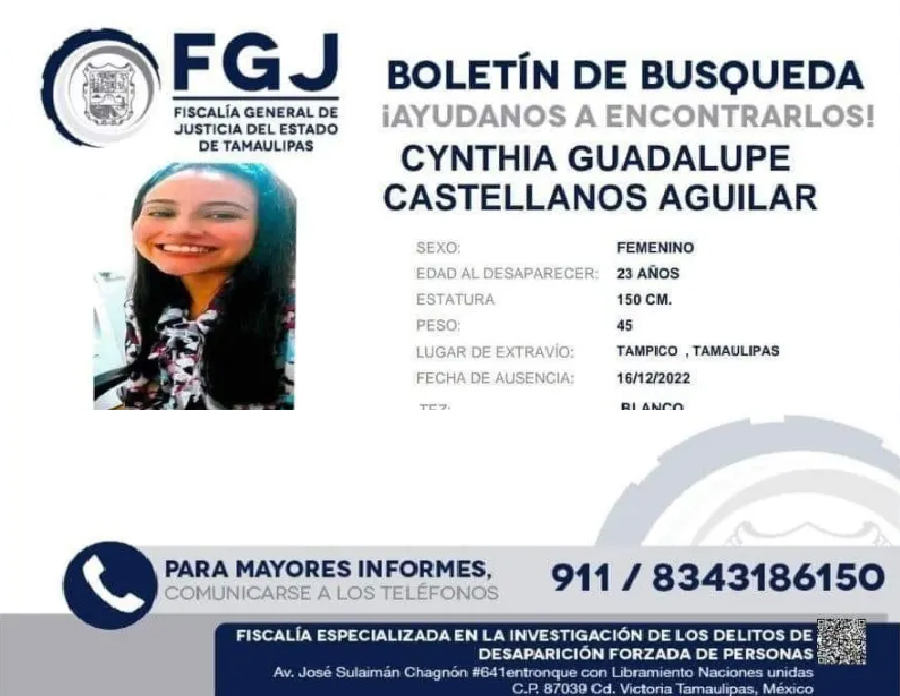 Boletin de Busqueda Cynthia Guadalupe Castellanos Aguilar