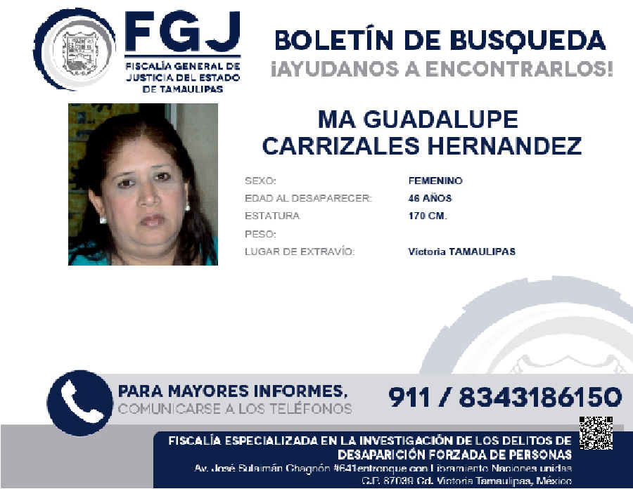 Boletin de Busqueda Ma. Guadalupe