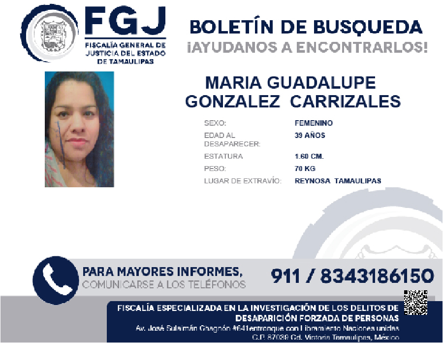 Boletin de Busqueda Maria