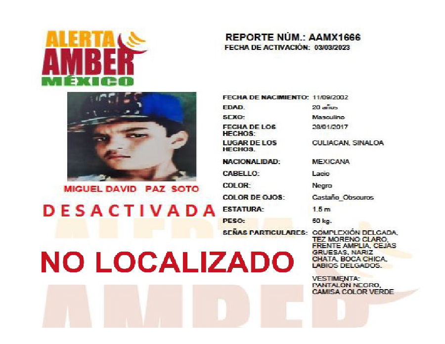 Alerta Amber Miguel David