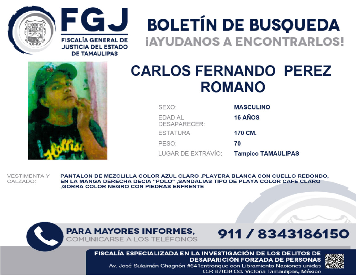 BOLETIN DE BUSQUEDA CARLOS FERNANDO