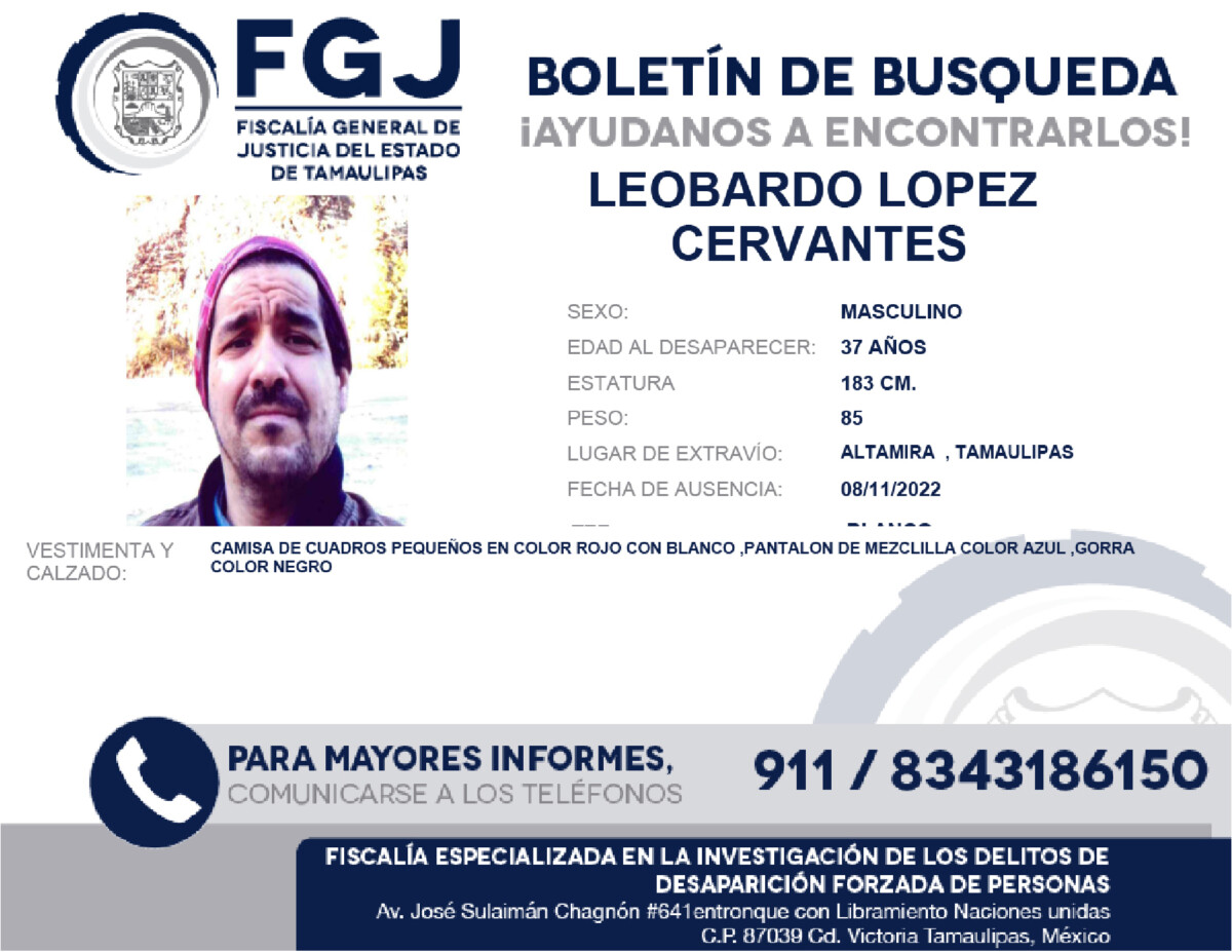 Boletin de Busqueda Leobardo Lopez